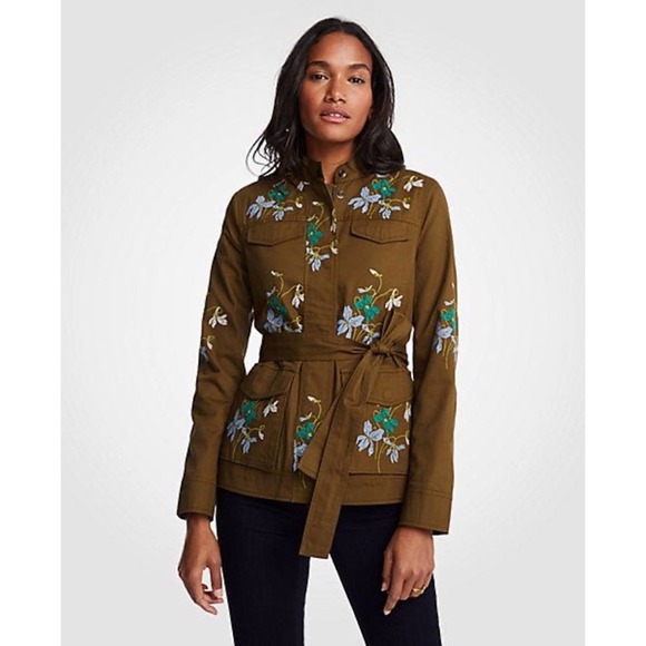 Ann Taylor Jackets & Blazers - Ann Taylor Floral Embroidered Anorak Jacket S NWOT